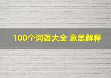 100个词语大全 意思解释